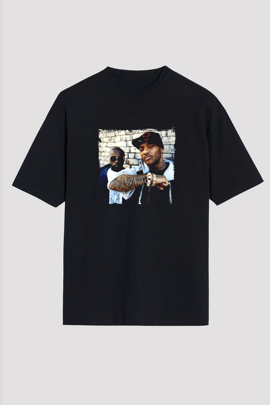 Mobb Deep Baskılı Unisex Oversize Siyah Tişört