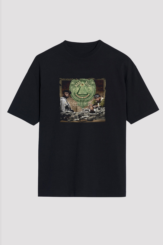 Mobb Deep Baskılı Unisex Oversize Siyah Tişört