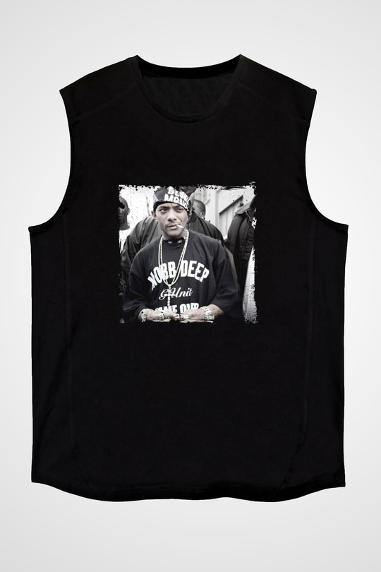 Mobb Deep Baskılı Unisex Siyah Kolsuz Tişört