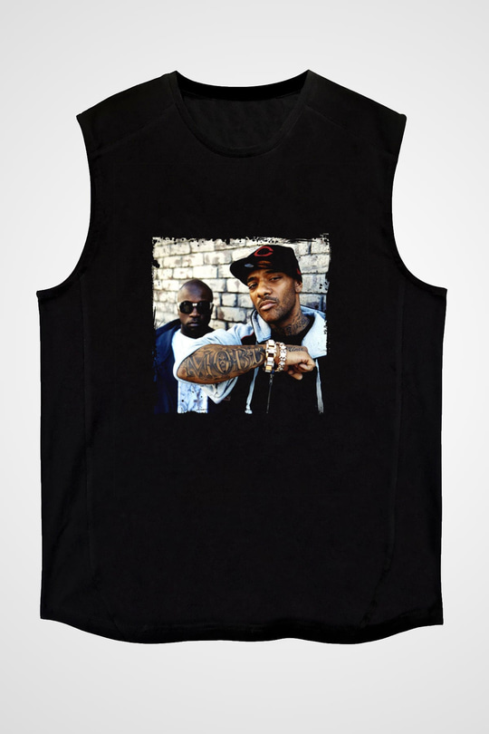 Mobb Deep Baskılı Unisex Siyah Kolsuz Tişört