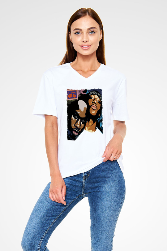 Mobb Deep Beyaz Unisex V Yaka Tişört