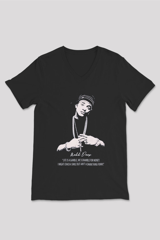 Mobb Deep Siyah Unisex V Yaka Tişört