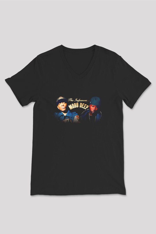 Mobb Deep Siyah Unisex V Yaka Tişört T-Shirt
