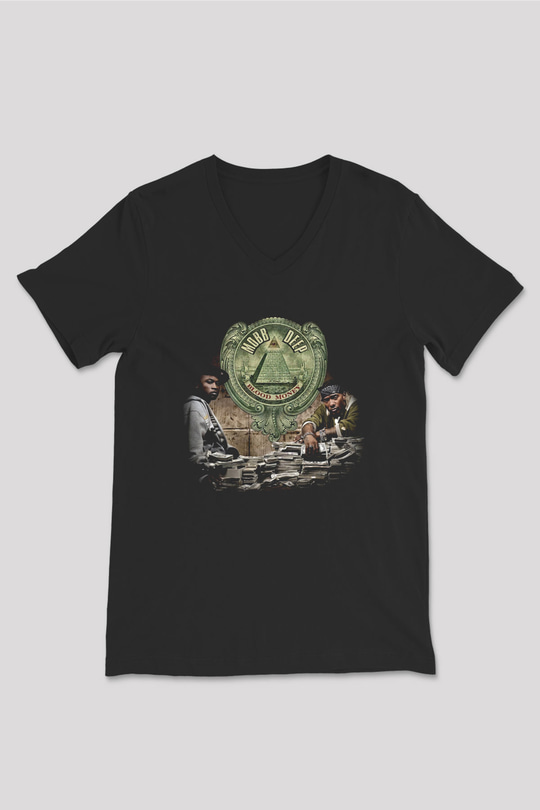 Mobb Deep Siyah Unisex V Yaka Tişört T-Shirt