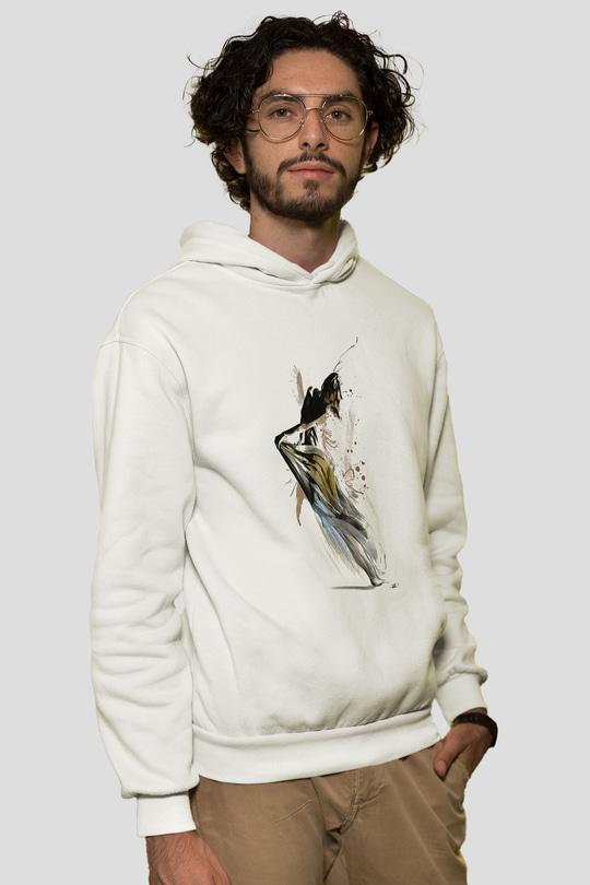 Modern Dans Beyaz Unisex Kapşonlu Sweatshirt