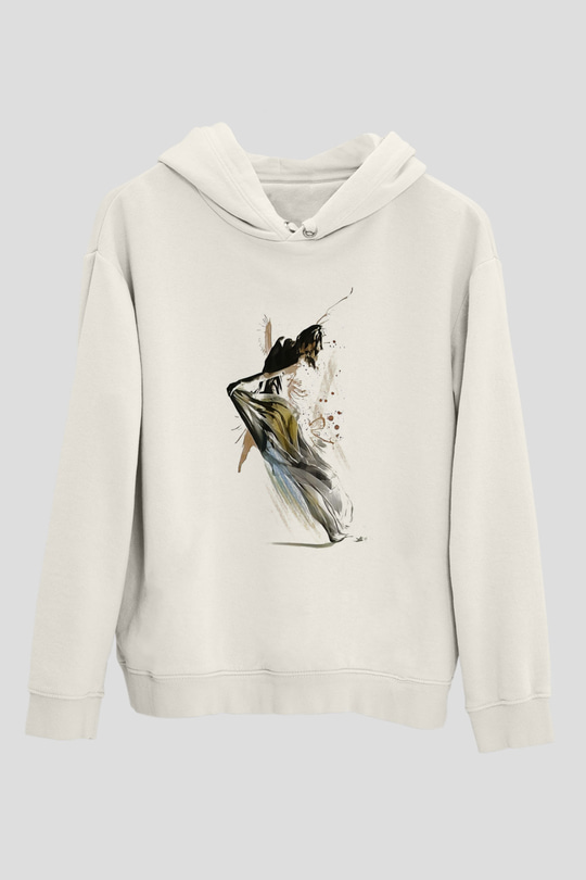 Modern Dans Beyaz Unisex Kapşonlu Sweatshirt