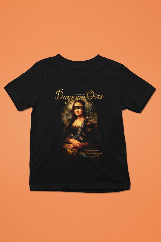 Mona Lisa Baskılı Siyah Unisex Çocuk Tişört