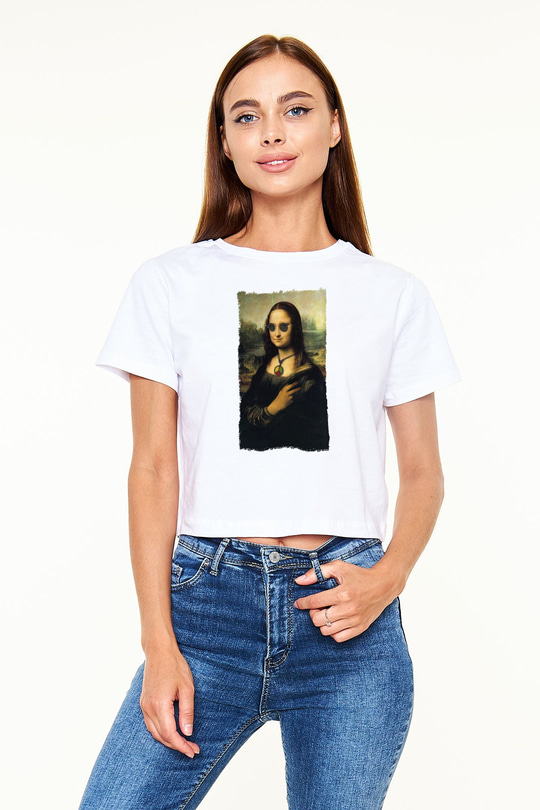 Mona Lisa Beyaz  Crop Top Tişört