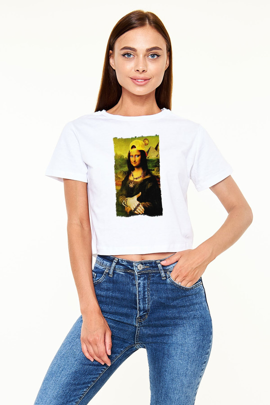 Mona Lisa Beyaz  Crop Top Tişört