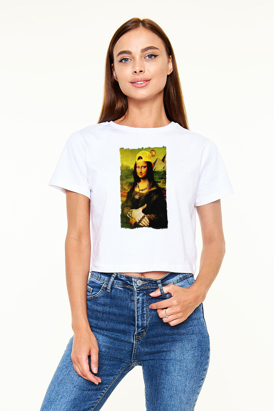 Mona Lisa Beyaz  Crop Top Tişört