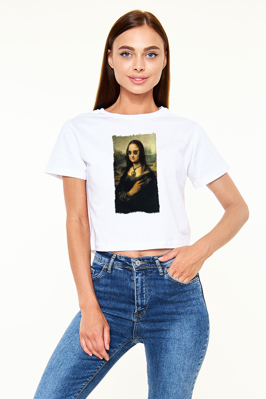 Mona Lisa Beyaz  Crop Top Tişört