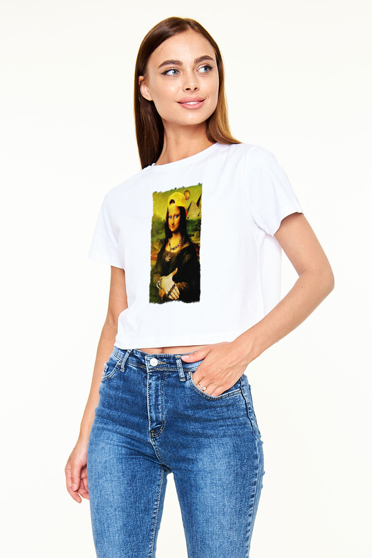 Mona Lisa Beyaz  Crop Top Tişört