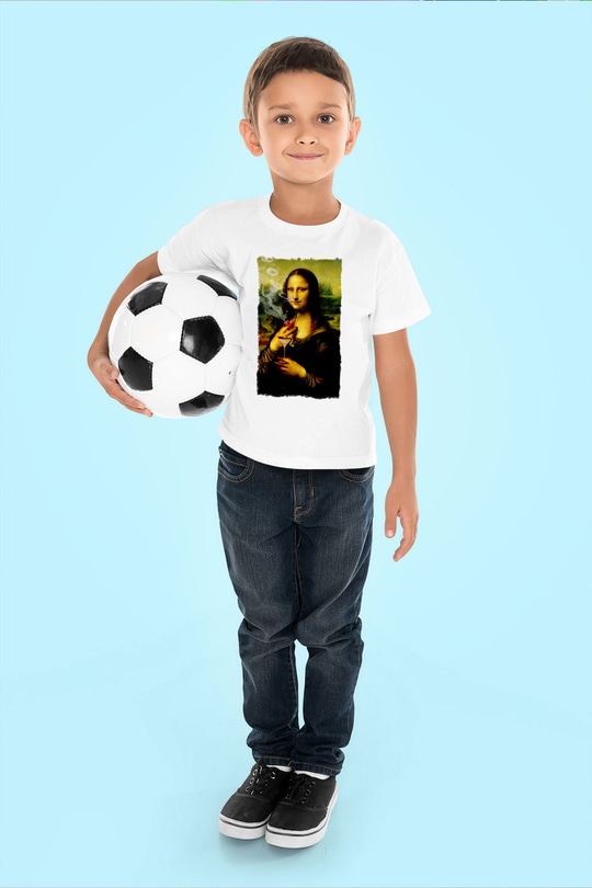 Mona Lisa Beyaz Unisex Çocuk Tişört