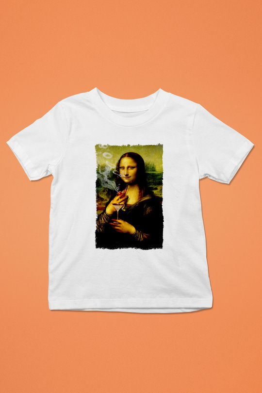 Mona Lisa Beyaz Unisex Çocuk Tişört