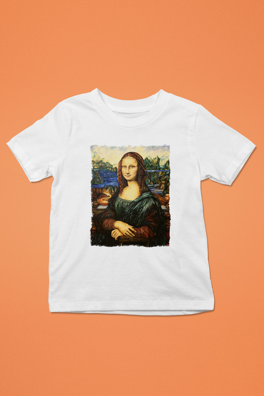 Mona Lisa Beyaz Unisex Çocuk Tişört