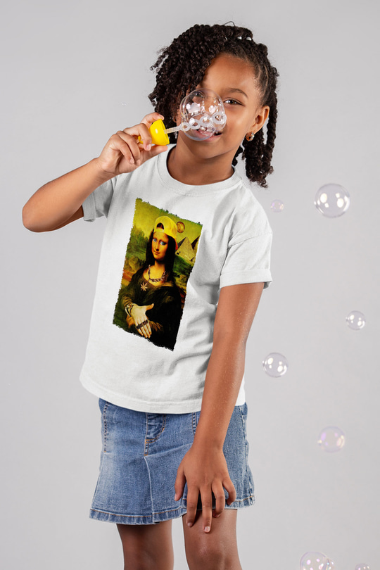 Mona Lisa Beyaz Unisex Çocuk Tişört