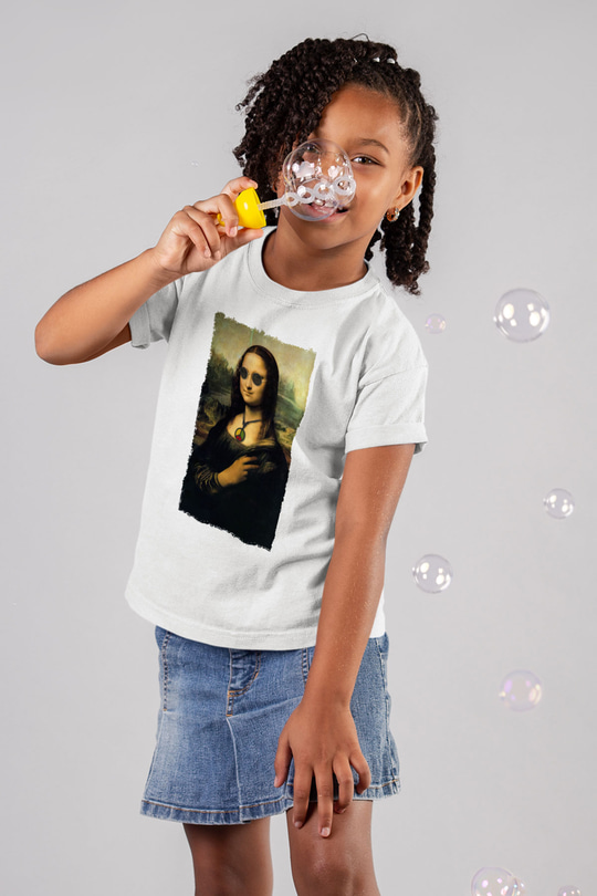 Mona Lisa Beyaz Unisex Çocuk Tişört