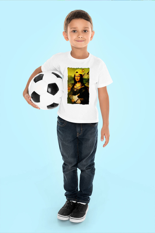 Mona Lisa Beyaz Unisex Çocuk Tişört