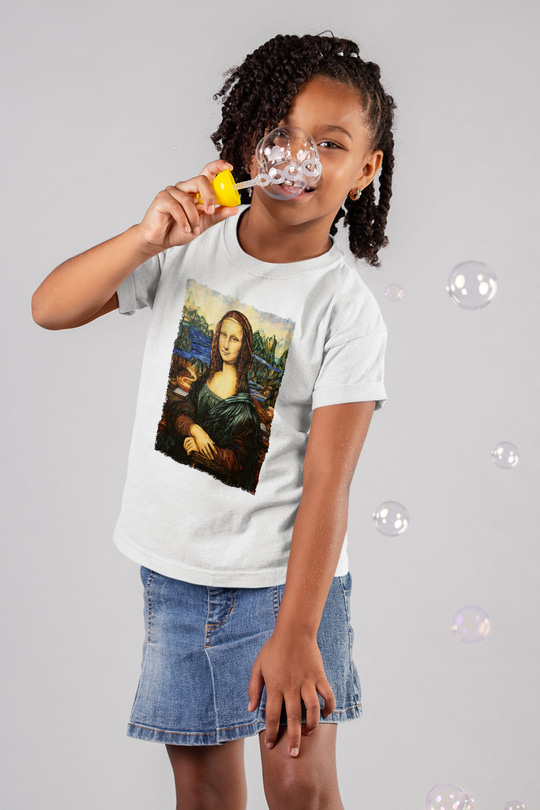 Mona Lisa Beyaz Unisex Çocuk Tişört