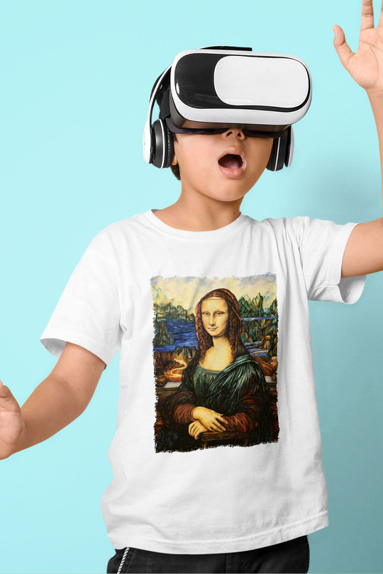 Mona Lisa Beyaz Unisex Çocuk Tişört