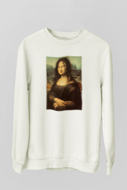 Mona Lisa Beyaz Unisex Sweatshirt