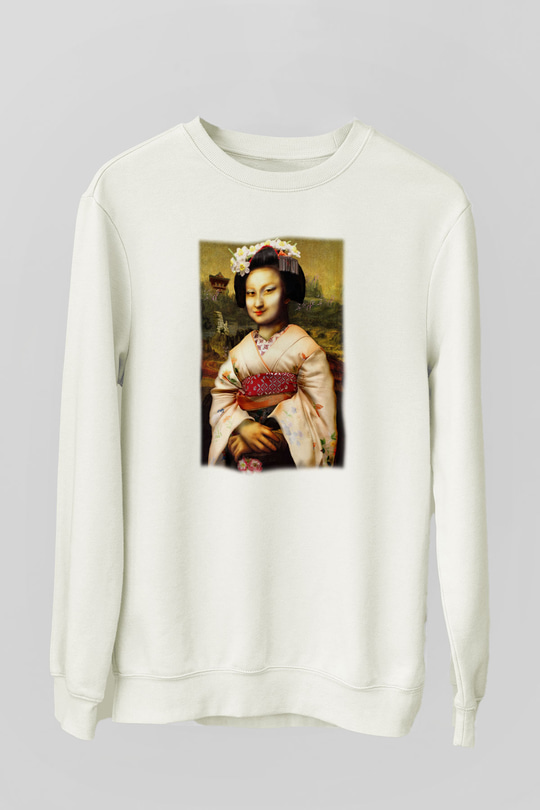 Mona Lisa Beyaz Unisex Sweatshirt