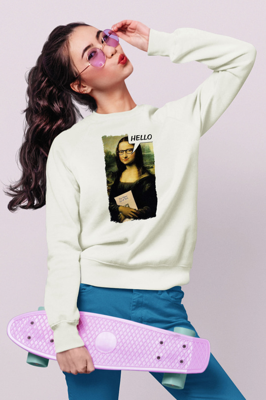 Mona Lisa Beyaz Unisex Sweatshirt