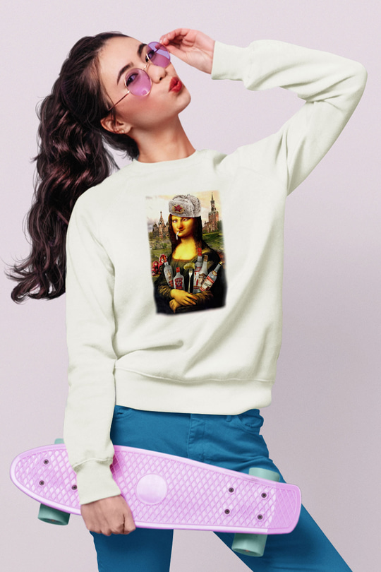 Mona Lisa Beyaz Unisex Sweatshirt