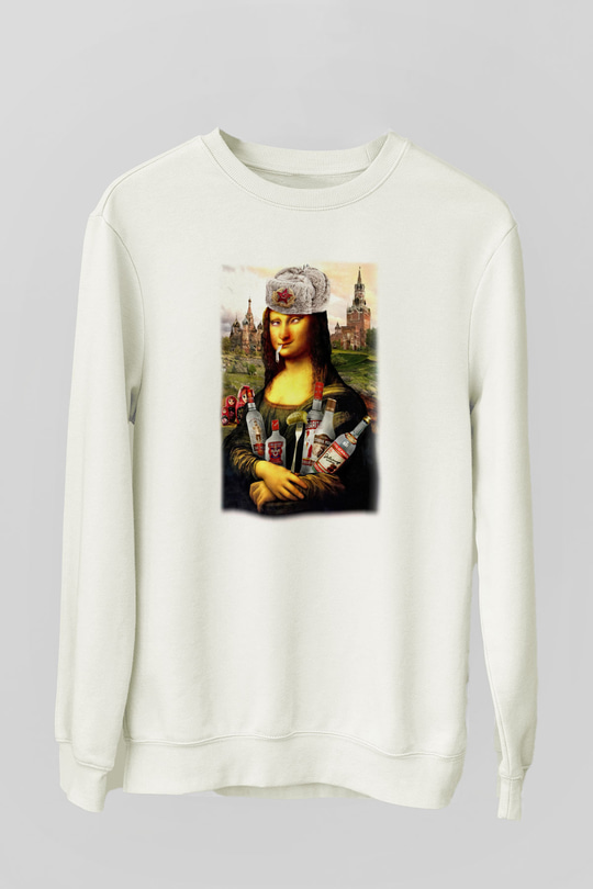 Mona Lisa Beyaz Unisex Sweatshirt