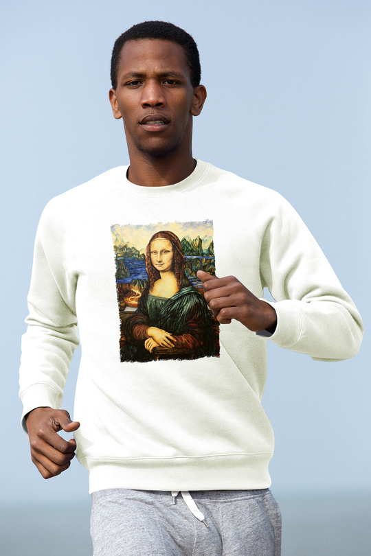 Mona Lisa Beyaz Unisex Sweatshirt
