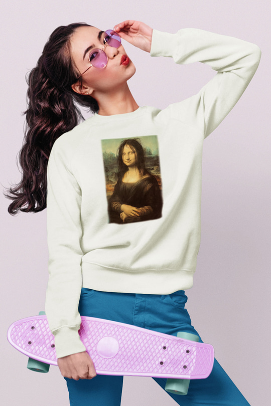 Mona Lisa Beyaz Unisex Sweatshirt