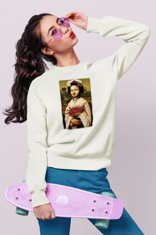 Mona Lisa Beyaz Unisex Sweatshirt