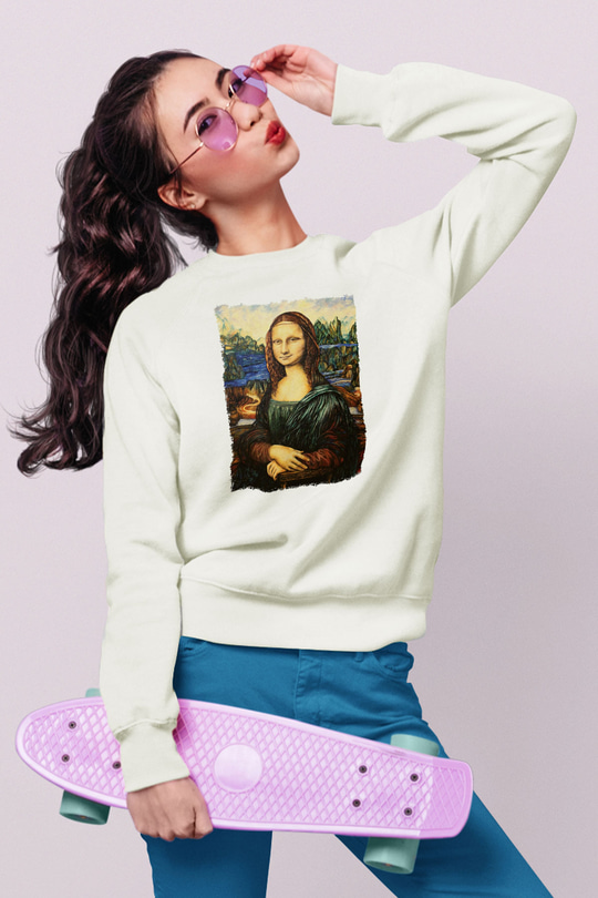 Mona Lisa Beyaz Unisex Sweatshirt