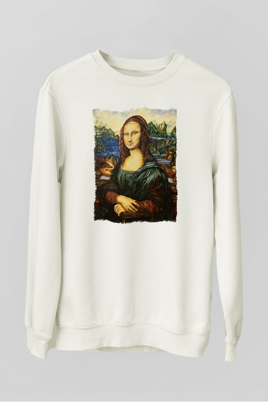 Mona Lisa Beyaz Unisex Sweatshirt