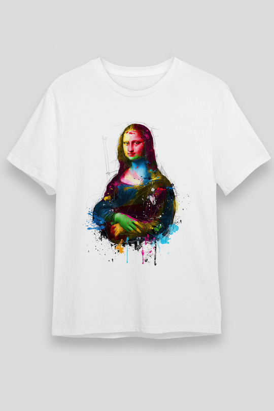 Mona Lisa Beyaz Unisex Tişört T-Shirt - TişörtFabrikası