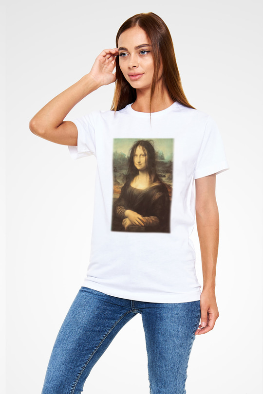 Mona Lisa Beyaz Unisex Tişört T-Shirt - TişörtFabrikası
