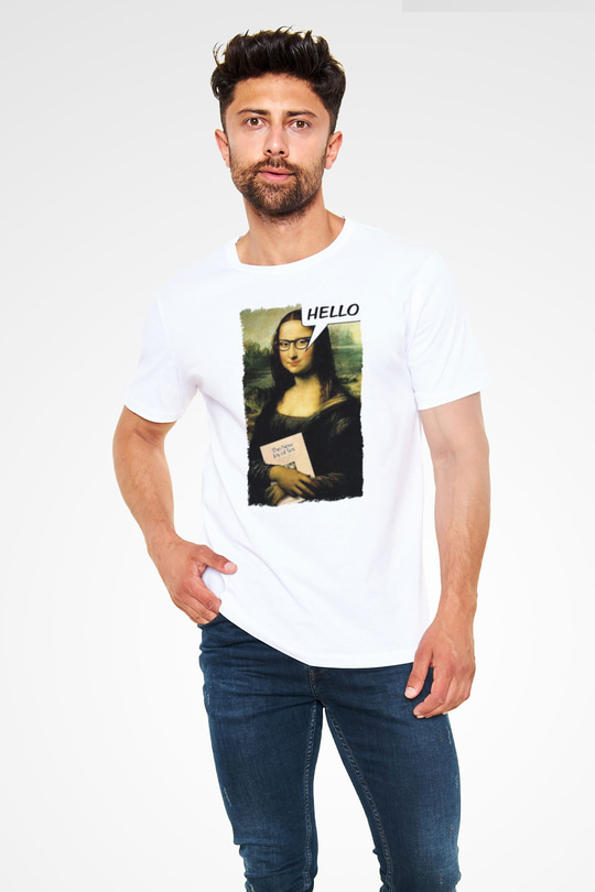 Mona Lisa Beyaz Unisex Tişört T-Shirt - TişörtFabrikası
