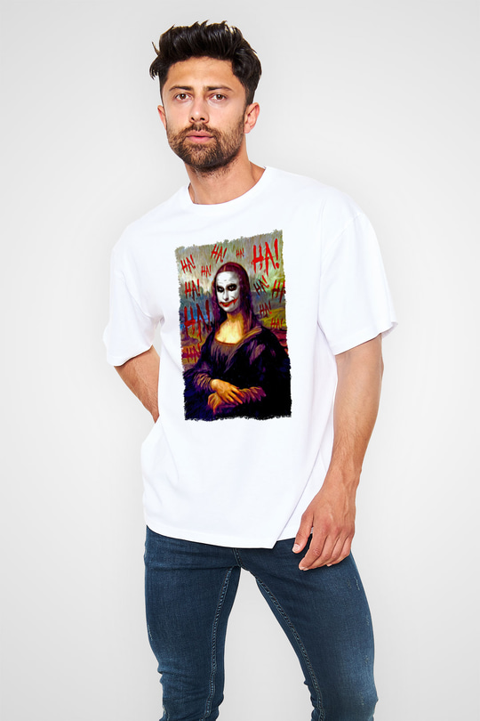 Mona Lisa Beyaz Oversize Tişört Oversize T-shirt - TişörtFabrikası
