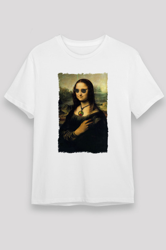 Mona Lisa Beyaz Unisex Tişört T-Shirt - TişörtFabrikası