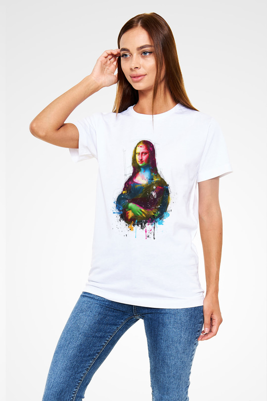 Mona Lisa Beyaz Unisex Tişört T-Shirt - TişörtFabrikası