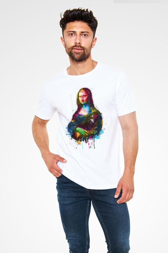Mona Lisa Beyaz Unisex Tişört T-Shirt - TişörtFabrikası