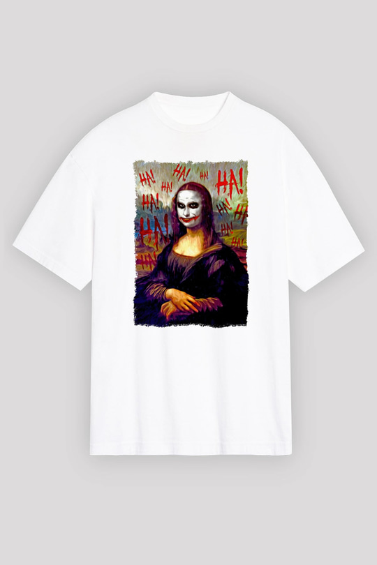 Mona Lisa Beyaz Oversize Tişört Oversize T-shirt - TişörtFabrikası