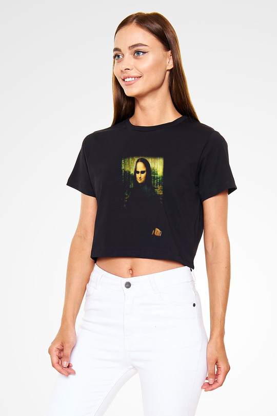 Mona Lisa Siyah Crop Top Tişört