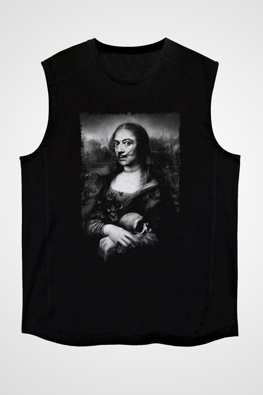 Mona Lisa Siyah Unisex Kolsuz Tişört