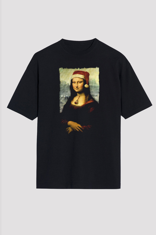 Mona Lisa Siyah Oversize Tişört Oversize T-shirt - TişörtFabrikası