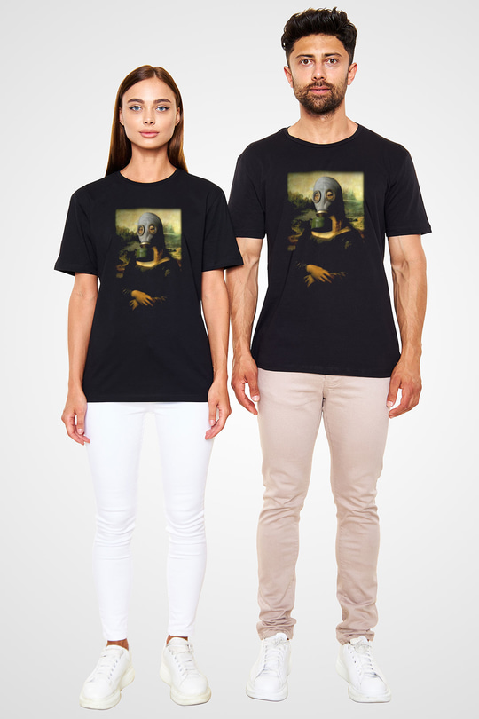Mona Lisa Siyah Unisex Tişört T-Shirt - TişörtFabrikası