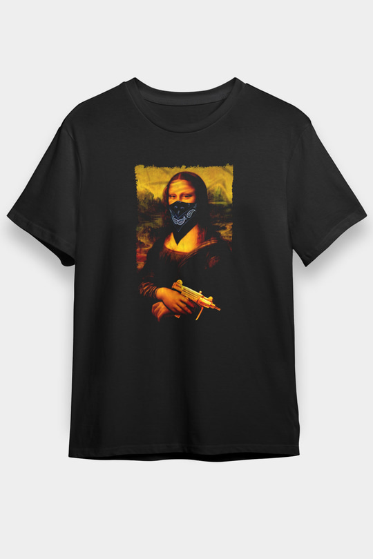 Mona Lisa Siyah Unisex Tişört T-Shirt - TişörtFabrikası
