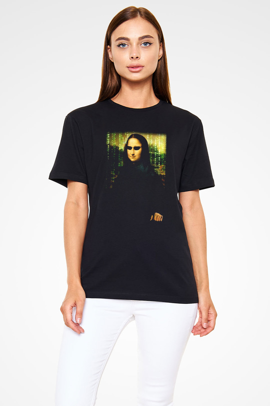 Mona Lisa Siyah Unisex Tişört T-Shirt - TişörtFabrikası