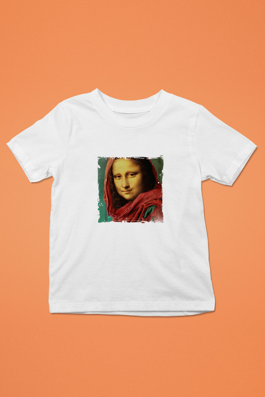 Mona Lisa Unisex Baskılı Beyaz Çocuk Tişört