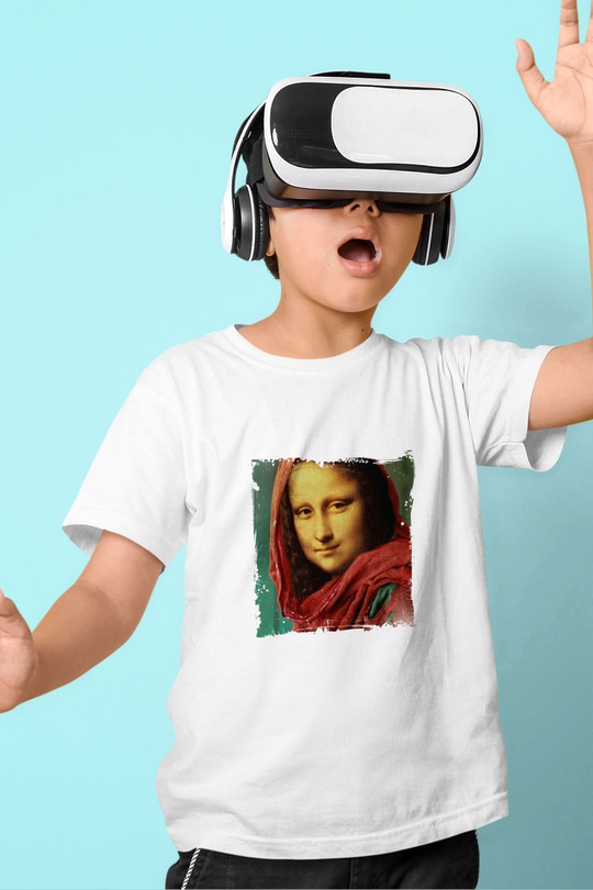 Mona Lisa Unisex Baskılı Beyaz Çocuk Tişört